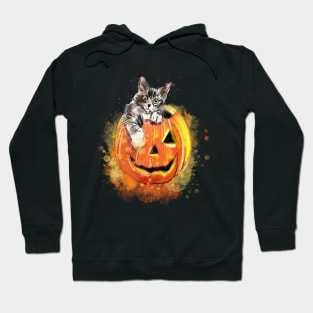 Cat and Jack O Lantern Gray Hoodie